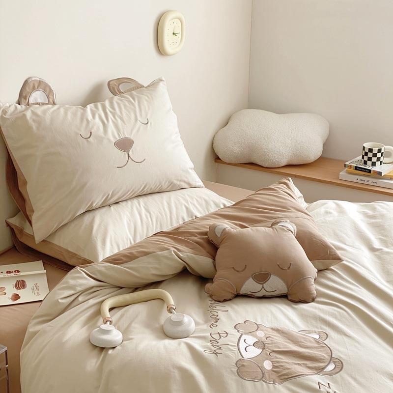 40支水洗棉可爱床单被套全棉刺绣儿童卡通四件套床上用品学生宿舍