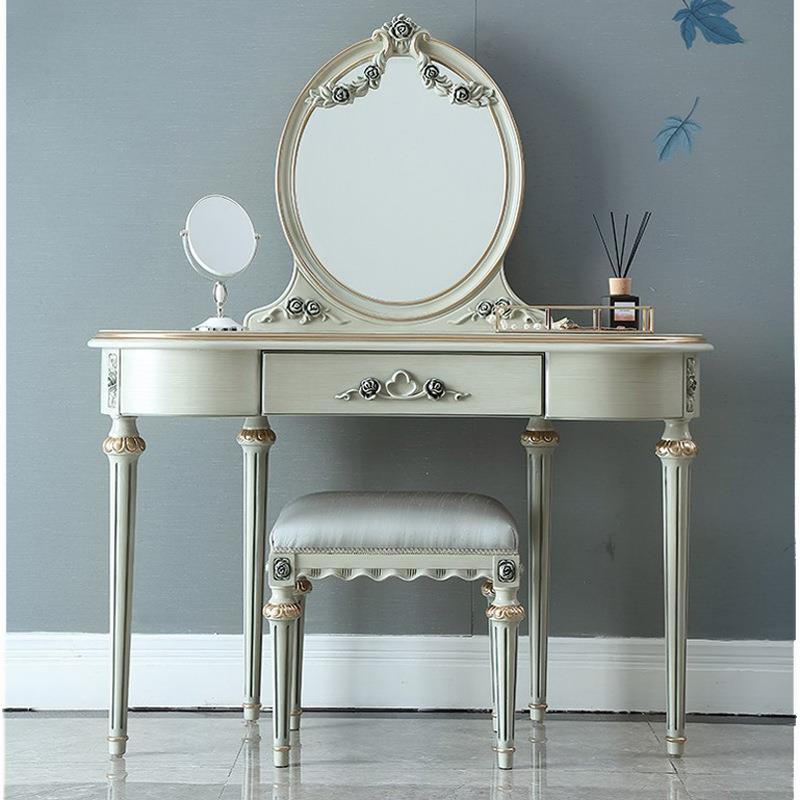法式轻奢实木梳妆台卧室小户型欧式化妆台桌