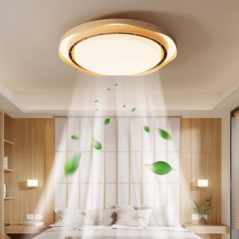 中古风无叶风扇灯卧室灯简约儿童房静音美式复古主卧室吸顶灯