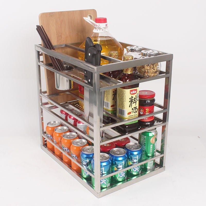 厂家橱柜拉篮抽屉式不锈钢调味拉篮厨房调味篮阻尼缓冲导轨