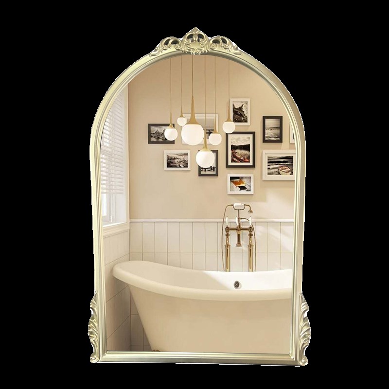 法式美式复古拱形浴室镜卫生间镜子LED智能背灯挂镜化妆镜梳妆台
