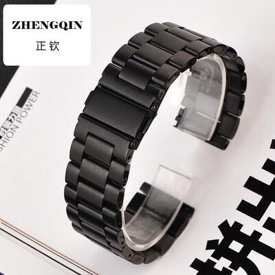 适用不锈钢精钢实心钢带男女通用表链代用dw万国华为手表带配件