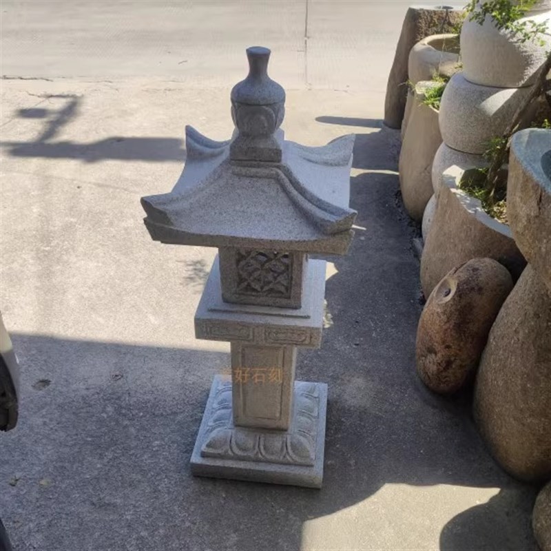 覆古风格花园户外石灯笼花岗岩落地灯惠安石雕古月园林景观工程灯