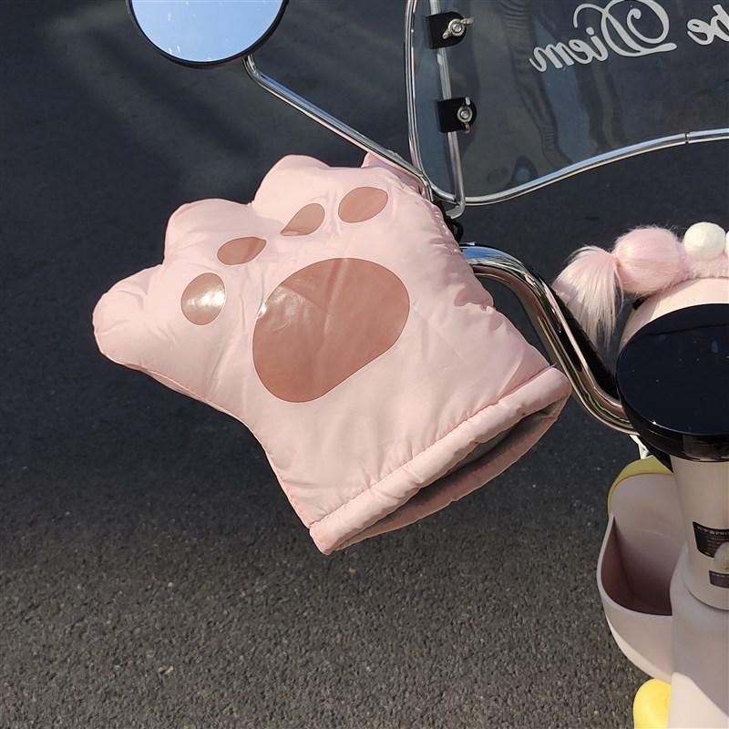 电动车把套冬季防寒保暖护手防风猫爪棉把套加绒加厚摩托挡风手套