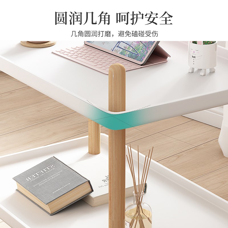 边几沙发边柜移动小茶几家用简易客厅小桌子实木边桌床头桌置物架