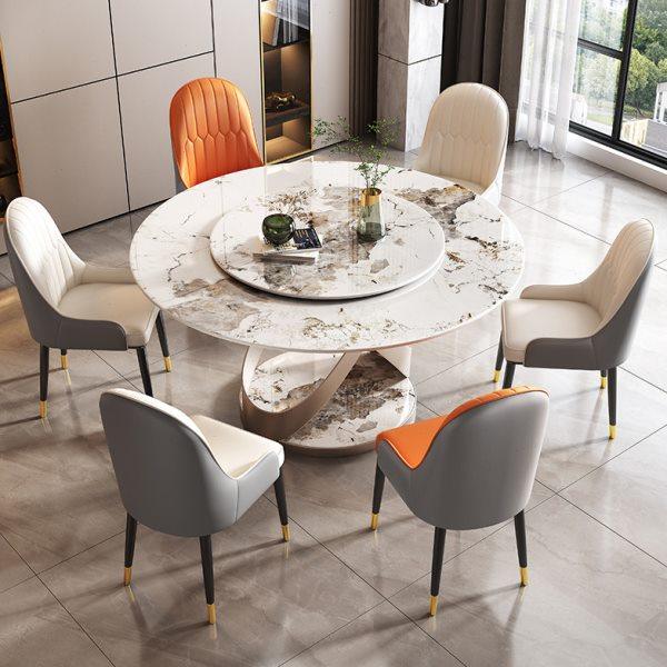 轻奢岩板餐桌椅组合家用小户型现代简约圆桌意式高档带转盘吃饭桌,住宅家具,岩板餐桌,淘宝优惠券,粉丝福利购,淘宝优惠卷