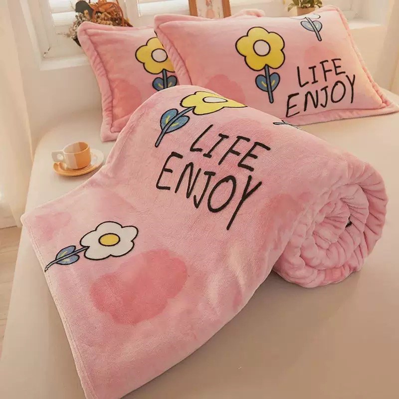 【两条装】空调毯金貂绒r加厚毛毯珊瑚法兰绒毯单人双人毛毯子床