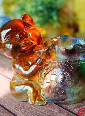 琉璃摆件福猪笔筒实用办公桌会议纪念品同学朋友生日礼品礼物刻字