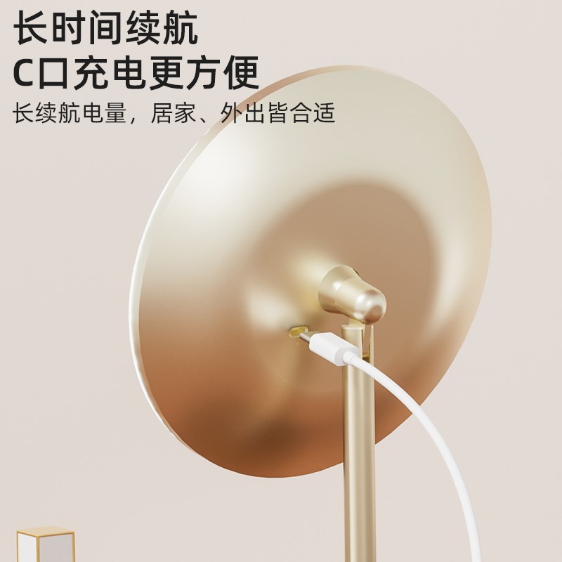 实木化妆镜台式桌面可立镜子带灯家用卧室梳妆台2025新款智能美妆