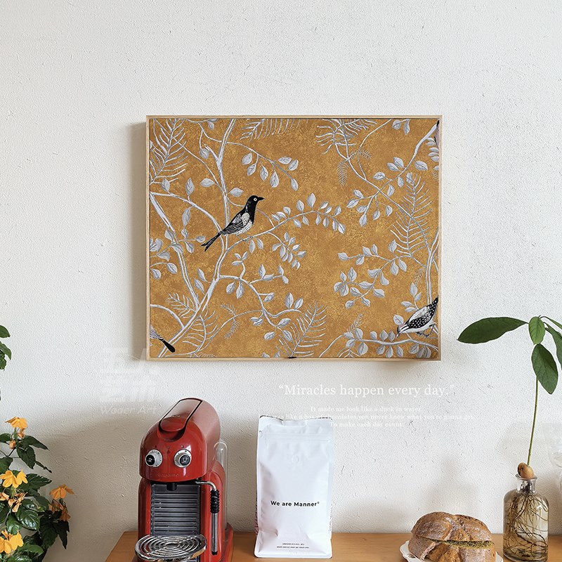 《花鸟册》原木风电表箱装饰画奶油配电箱遮挡挂画地暖分水器盖板