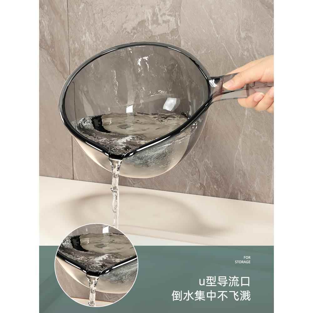 家用厨房摔不破水勺加深加厚长柄塑料大号创意透明舀水瓢洗头勺子