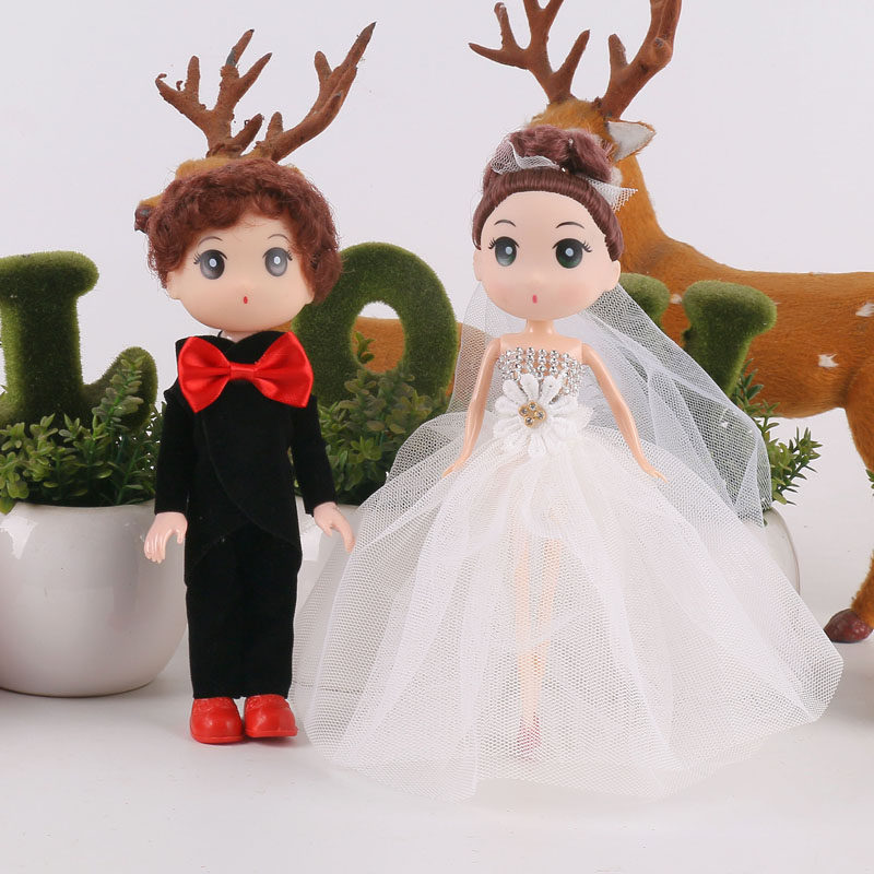 婚车娃娃插件主婚车头一对娃娃公仔情侣对娃玩偶婚车装饰用品