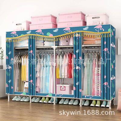 布衣柜钢管加粗加固加厚大号经济简易衣柜布艺衣橱C88217