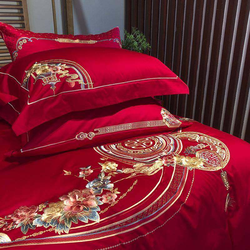 九喜狐婚庆家纺结婚床上用品备婚四件套六件套100支贡缎繁花似锦,特色手工艺,其他特色工艺品,淘宝优惠券,粉丝福利购,淘宝优惠卷