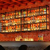 酒吧吧台酒架酒柜墙上壁挂式 创意铁艺悬挂置物架工业风餐厅红酒架