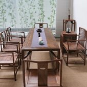 黑胡桃木茶桌椅组合明式 禅意茶桌全实木泡茶桌茶台喝茶桌环保家具