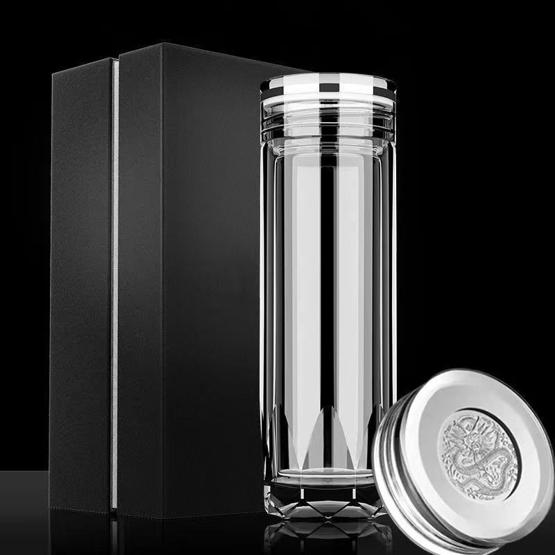 Twee高e档双层玻璃男士饮茶杯加厚耐高温透明玻璃水杯茶杯