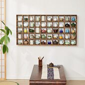 博古架实木中式 茶壶展示架简约上墙多宝阁置物架多层古董架 挂墙式