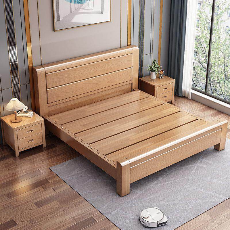 加厚榉木实木床1.8米双人1米5单人床2米x2.2米大床主卧原木床