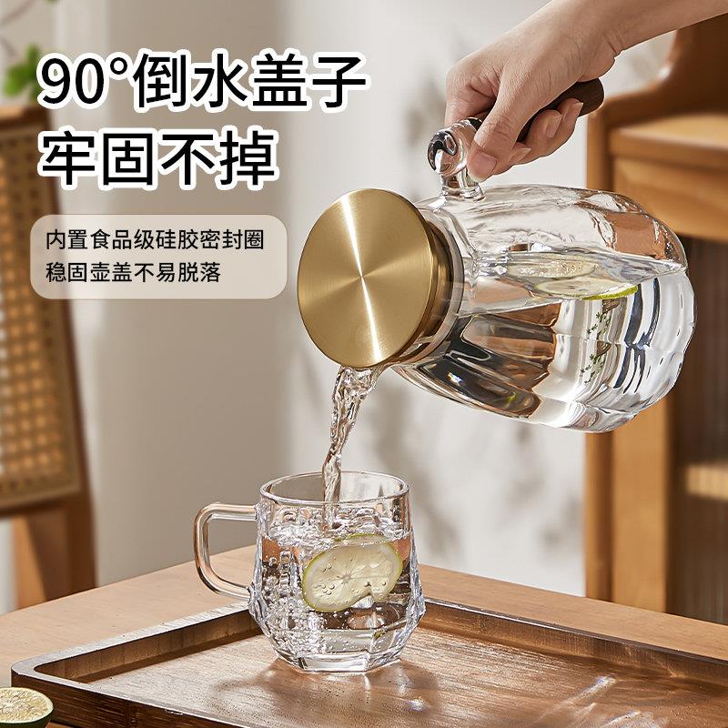 高档大容量冷水壶套装家用玻璃加厚凉水杯夏季茶壶复古耐热凉水壶
