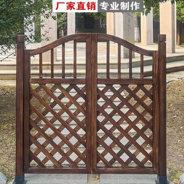 院子碳化院子复古防腐木门木栅栏门园艺栅栏花园院子门庭院门小院