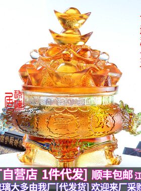 招财聚宝盆龙琉璃摆件家居客厅办公室玄关装饰品送老板礼物工艺品