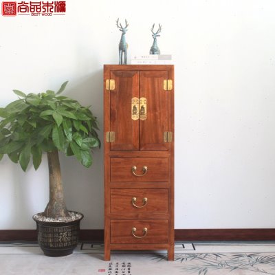 中式实木转角柜卧室香樟木收纳带门储物边柜现代简约客厅角落斗柜