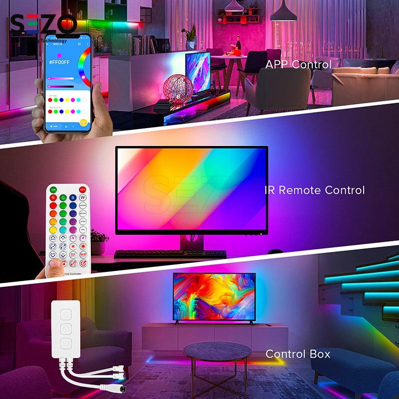 新品SP611E幻彩WS2811支持蓝牙APP音乐遥控多种变化模式灯带套装