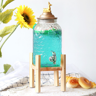 复古5升家用蜂蜜柠檬果汁罐甜品台开关餐厅自助冷饮机商用冷水壶