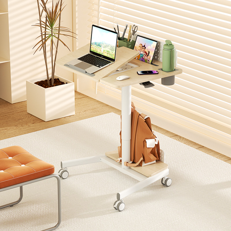 可移动升降学习桌气动站立式办公桌家G用床边卧室沙发懒人书桌简