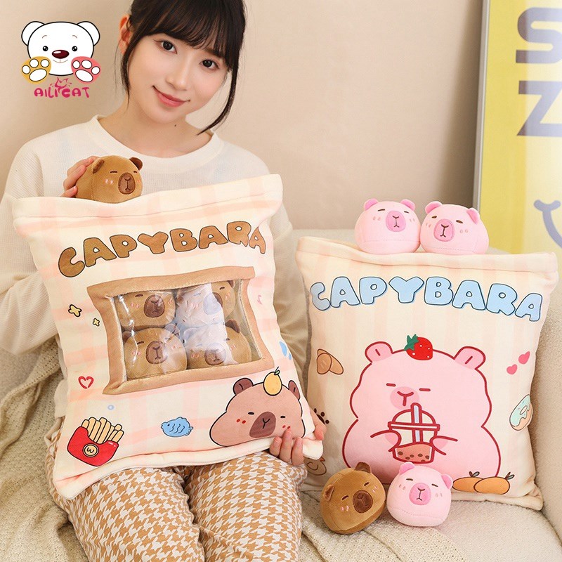 可爱卡皮巴拉公仔一大袋水豚玩偶解压毛绒玩具布娃娃礼物零食抱枕