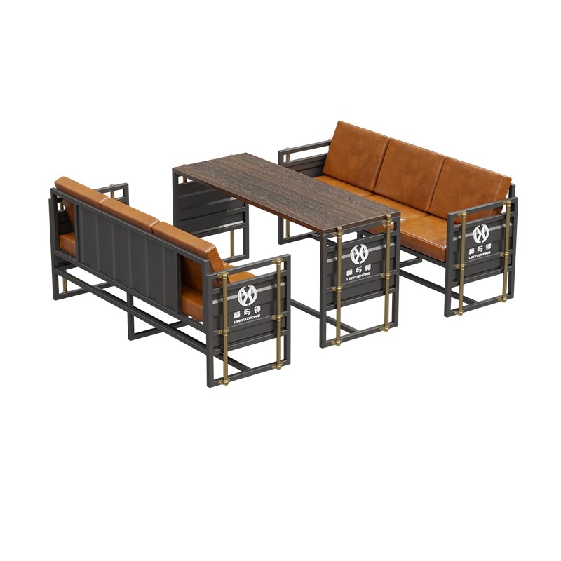 新款复古工业风卡座沙发铁艺咖啡厅桌椅火锅店酒吧沙发卡座餐桌椅