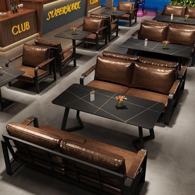 复古工业风小酒馆音乐餐吧清吧酒吧卡座沙发咖啡西餐厅休息区桌椅