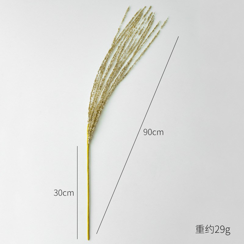 新款90CM闪粉亮片流苏麦穗圣诞插枝插I花圣诞树花环藤条装饰布置