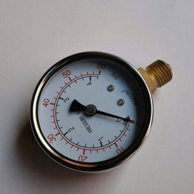 压力测量仪表0-4kg 0-60psi 直径60mm 铜螺纹G1/4（2分）压力表