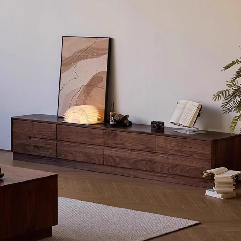 北美黑胡桃木电视柜茶几组合全实木收纳柜客厅家具U现代简约落地