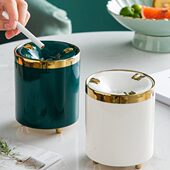 烟灰缸创意家用客厅北欧办公室漏斗潮流灰陶瓷飞式 防烟灰轻奢 个性