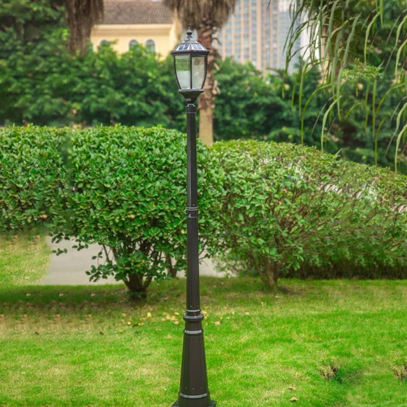 欧式复古庭院灯小区别墅花园草地灯防锈路灯杆户外U防水太阳能黄