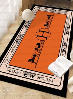 爱马橙色加厚长条床m边毯卧室地毯 轻奢高级感家用榻榻米飘窗垫子