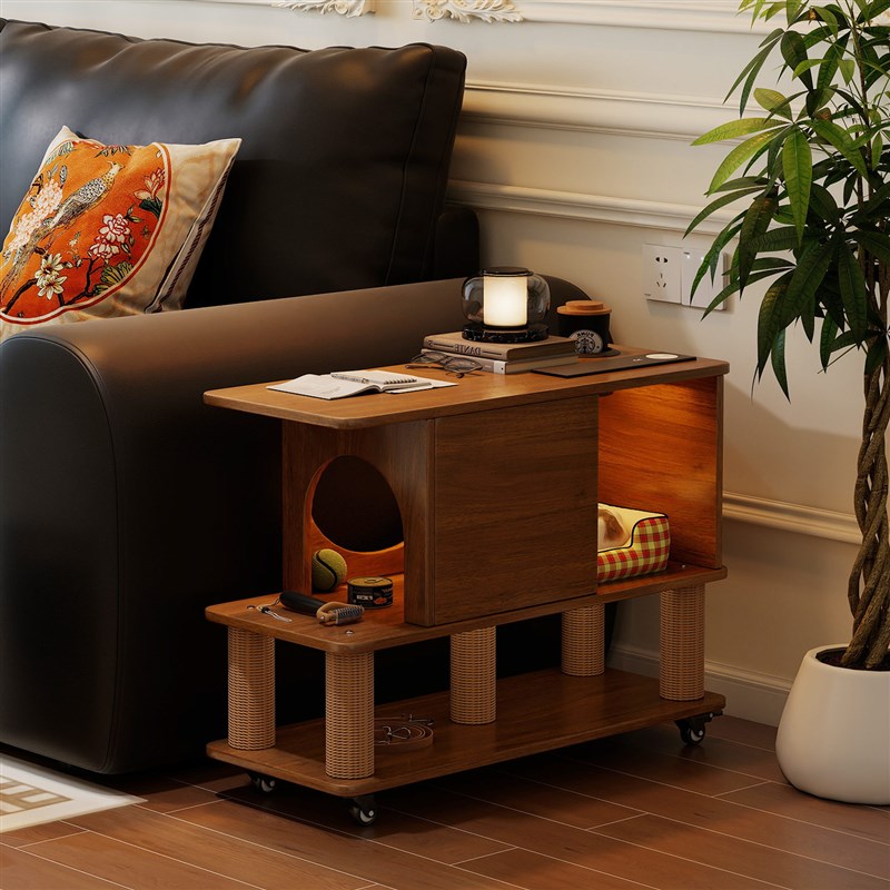 沙发边几可移动小推车p客厅家用小户型边柜茶几多功能猫窝宠物用