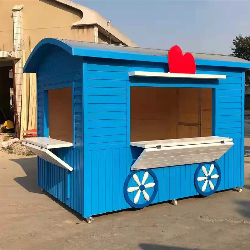 定制防腐木小木屋房子景区移动y摆摊售货亭夜市售票厅组装庭院岗