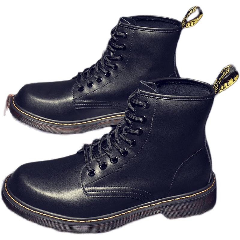 复古英伦马丁靴头层牛皮牛筋底中帮加绒休闲工V装机车百搭潮男