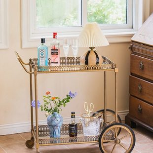 收获小屋复古家用手推莫奈可餐车中古轻奢餐边柜置物架可移动茶几