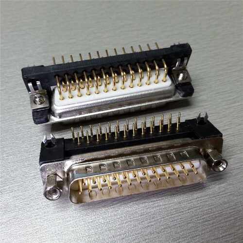 优联康车针D-SUB25PIN90度弯脚公座连接器,白色防火UL94V-0