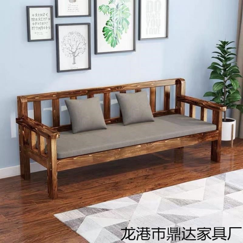 Dx实木长椅租屋出阳台休闲靠背人891椅小M户客厅三椅双人单人沙型