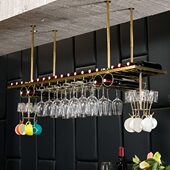 欧式 酒柜酒架不锈钢摆件悬挂吧台高脚杯家用红酒杯架倒挂简约现代