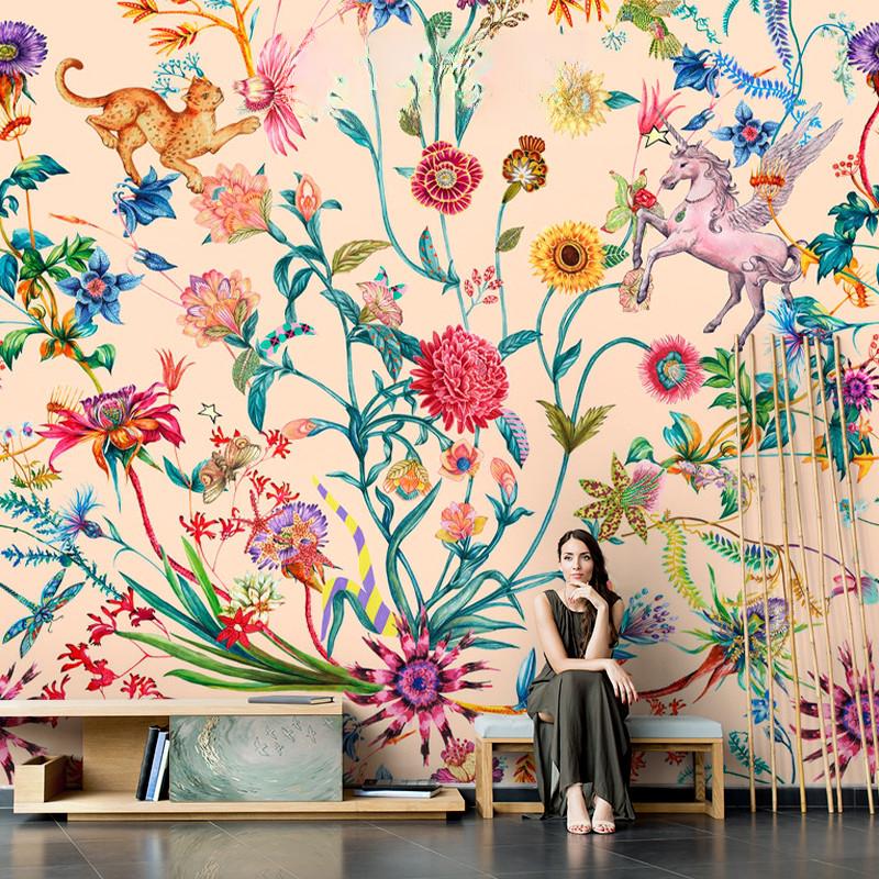 法式复古沙发床头电视墙布背景墙壁纸网红装饰Q高级感立体墙纸大