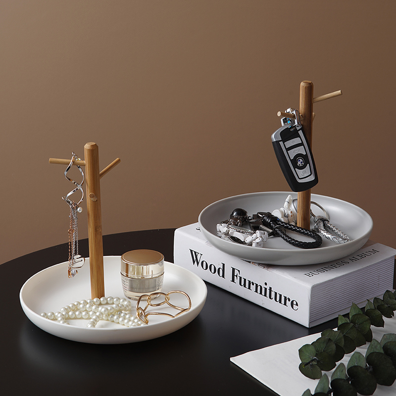 创意进门b玄关钥匙收纳盒摆放台桌面置物首饰架装饰品托盘摆件