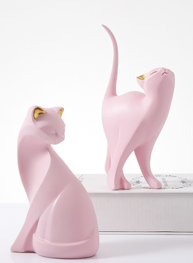 北欧优雅猫摆件桌面小摆设妖娆动物摆件家居装饰品创意.礼物儿童