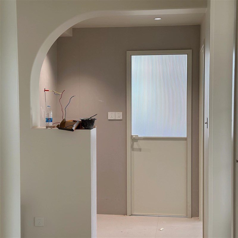 极窄卫生间门f厕所厨房阳台玻璃平开门半铝板铝合金洗手间推拉移